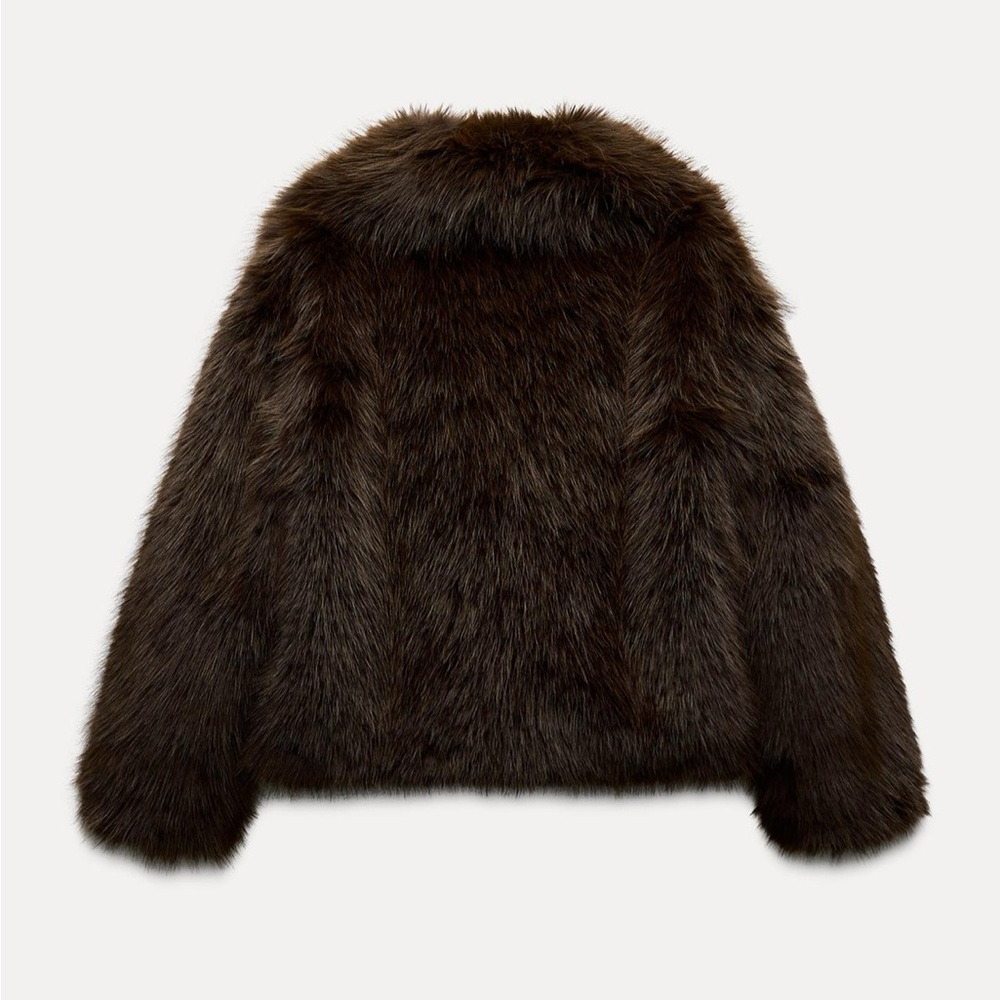 FAUX FUR SHORT COAT ZW COLLECTION - Picture 3 of 6